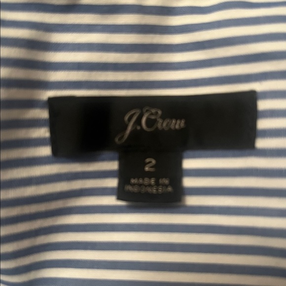 J.Crew blue and white striped cotton popover shirt size 2 - Picture 8 of 9